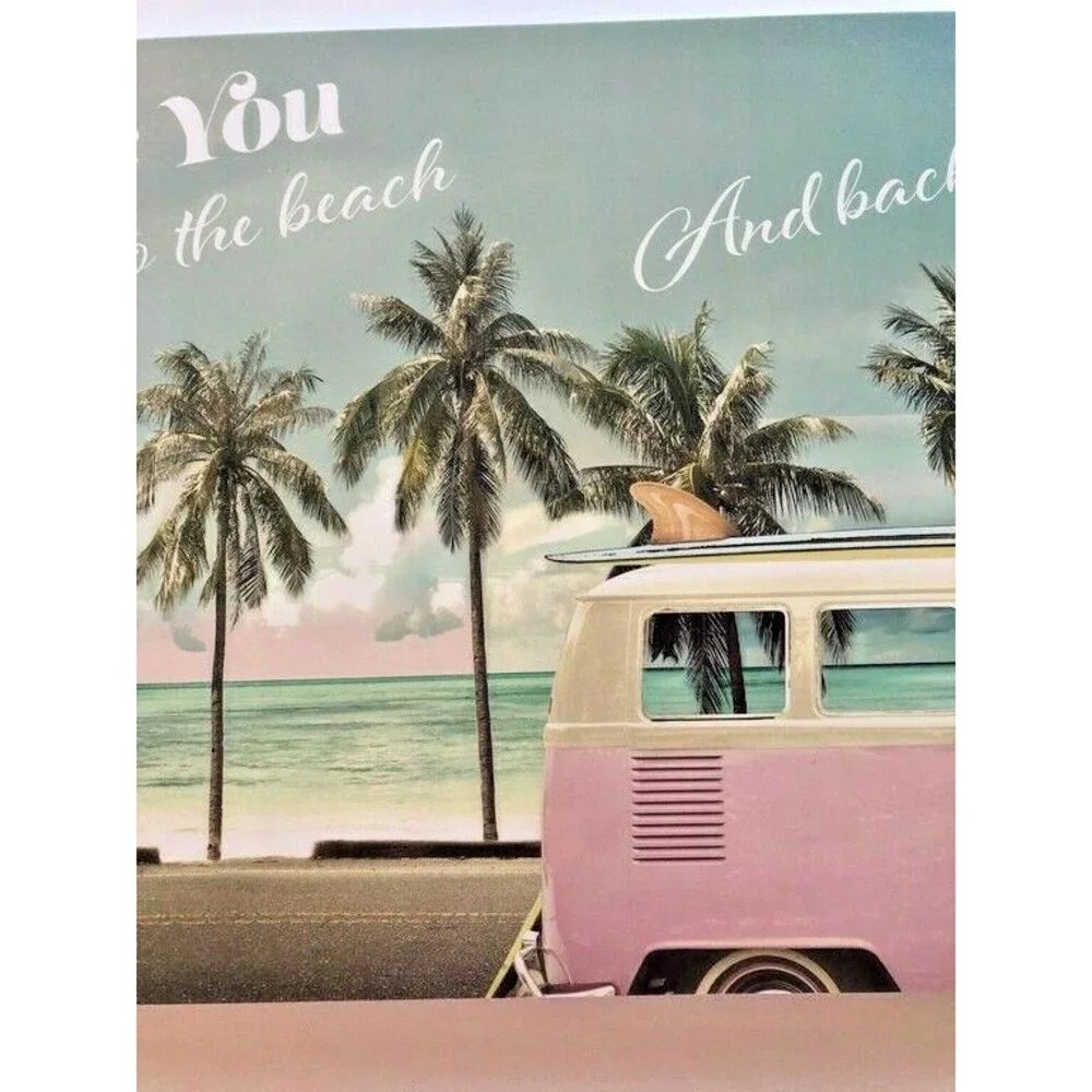 Pink Hippie Bus Placemats Love You to The Beach and Back Foam Back Set of 4